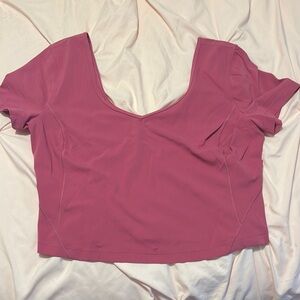 Lululemon Athletica Pink Cap Sleeve Crop Blouse